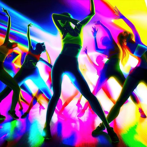 Zumba dance party with dynamic movements - Pencil drawing style