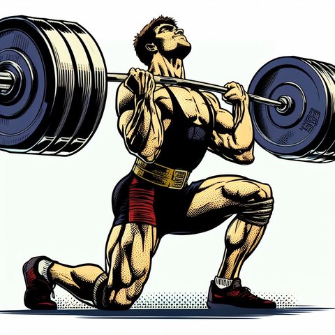 A powerlifter lifting a heavy barbell - Comic book style