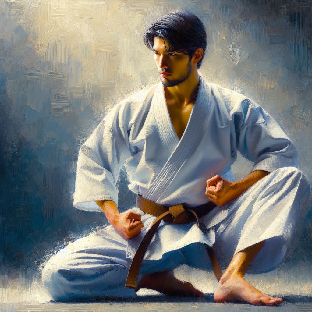 A martial artist in a kata - Oil painting style